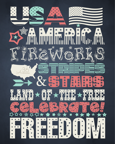 4th of July Free Printable at the36thavenue.com Celebrate!