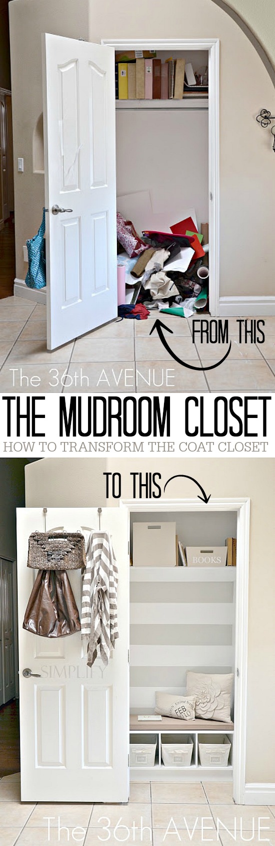 DIY Home Project - Transform an ordinary closet into an extraordinary mini mudroom ! 