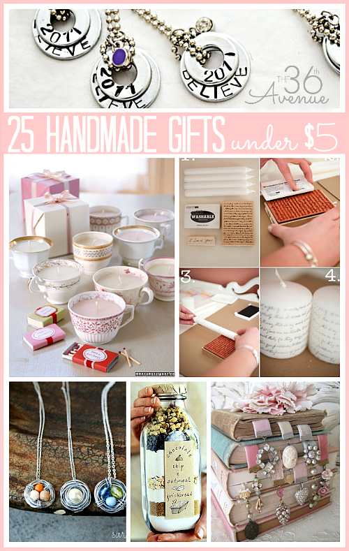 25 ADORABLE Handmade Gifts under $5! These handmade gifts are perfect for Christmas gifts, Mother's day Gifts, and even birthday gifts. They are affordable, adorable, and super easy gift ideas that you can make! MUST RE-PIN!