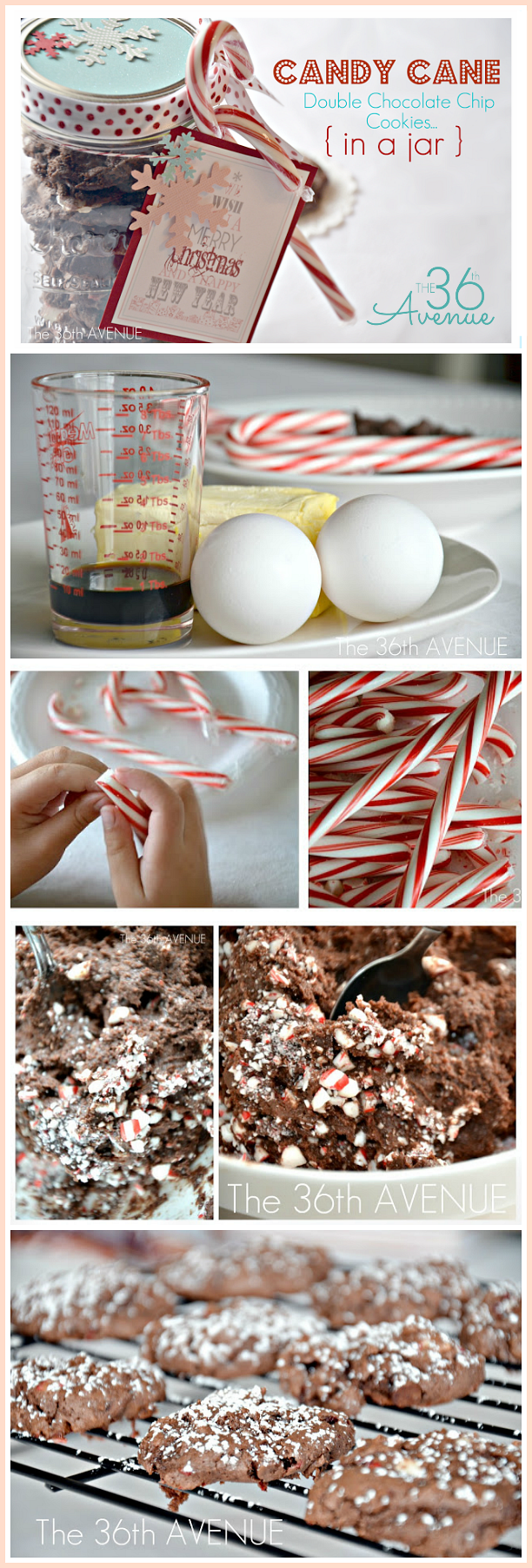 Candy Cane Mint Cookie Recipe the36thavenue.com Bake them and get the Free Printable to give them as gifts. 