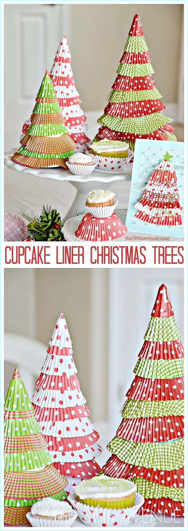 Cupcake Liner Christmas Trees the36thavenue.com