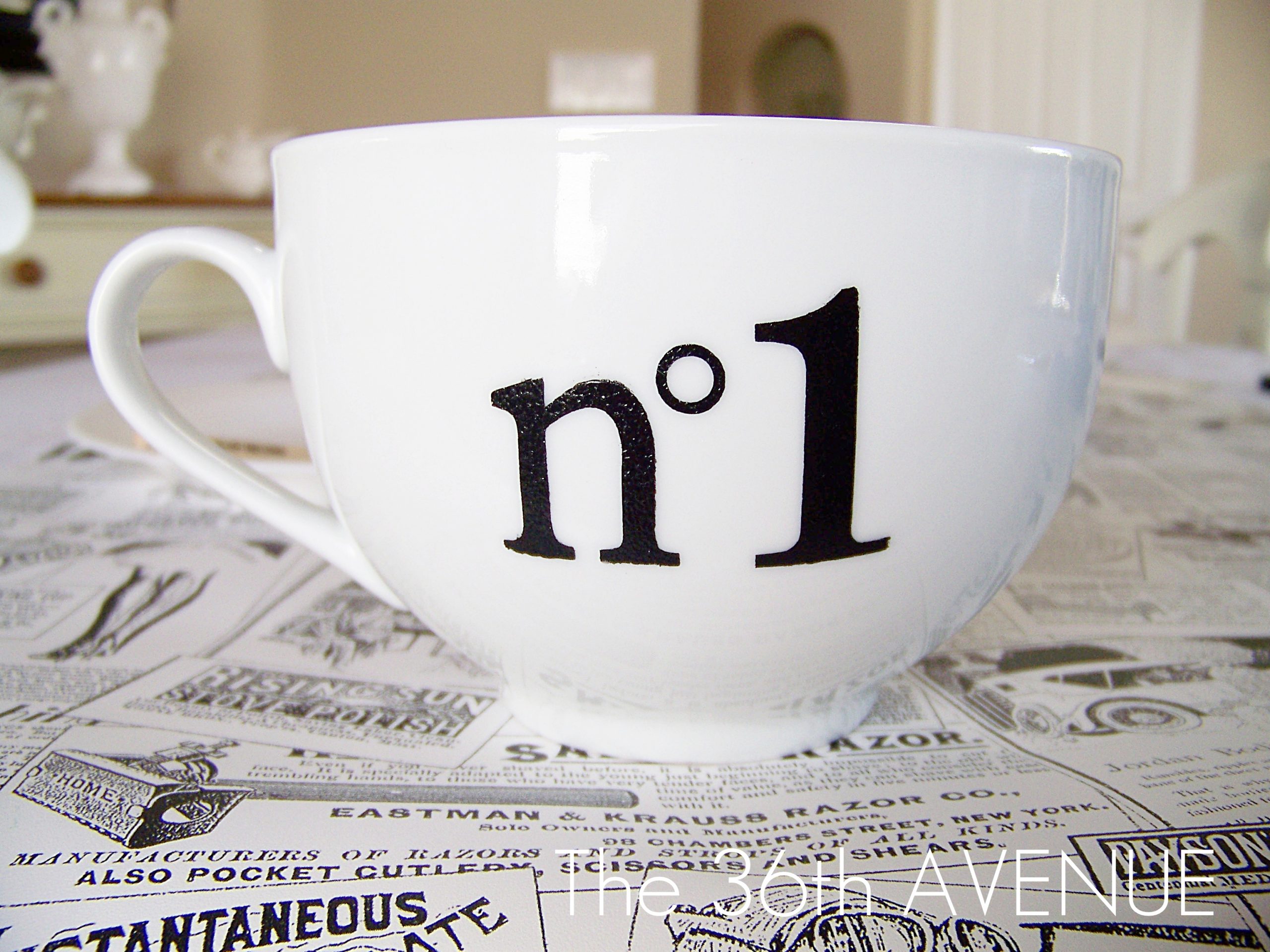 Washable Number Stenciled Mugs