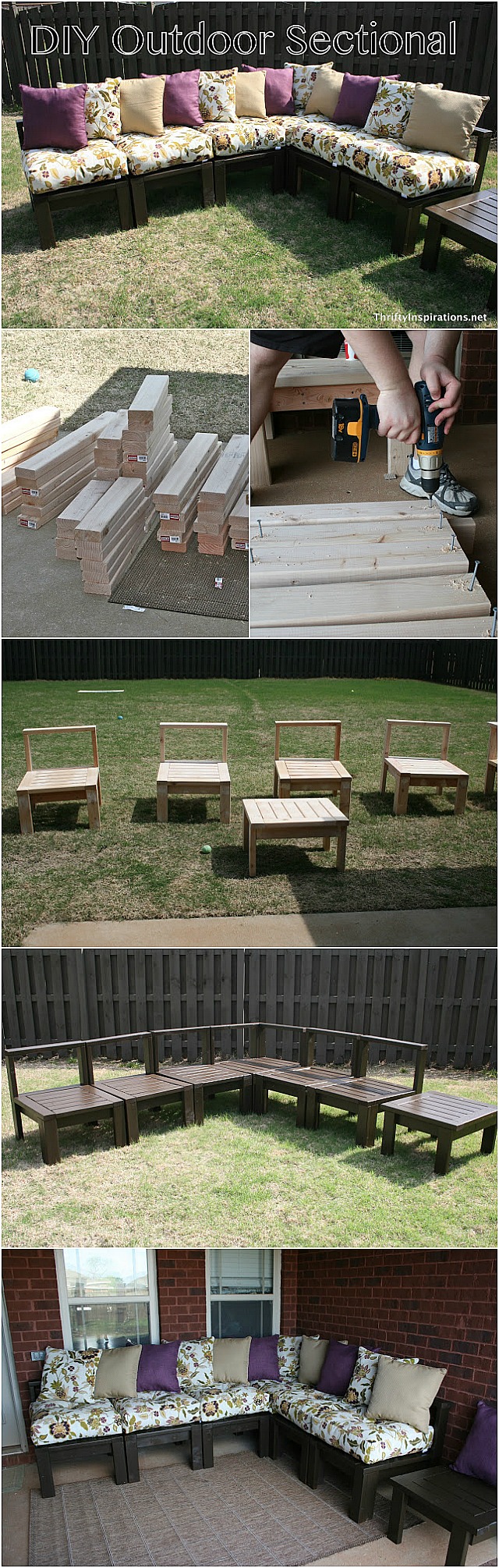 DIY Outdoor Sectional Instructions - DIY Backyard Furniture. Outdoor decor.