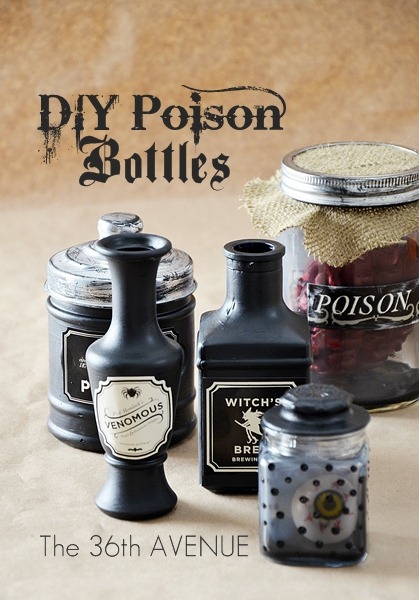 Halloween DIY Poison Botlles Tutorial by the36thavenue.com
