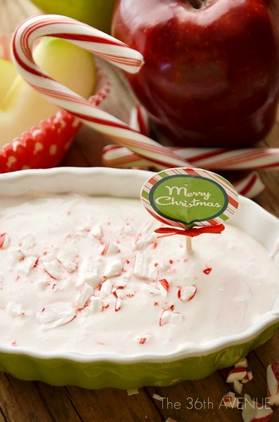 Delicious Candy Cane Dip Recipe and gift idea at the36thavenue.com Perfect for Christmas! 