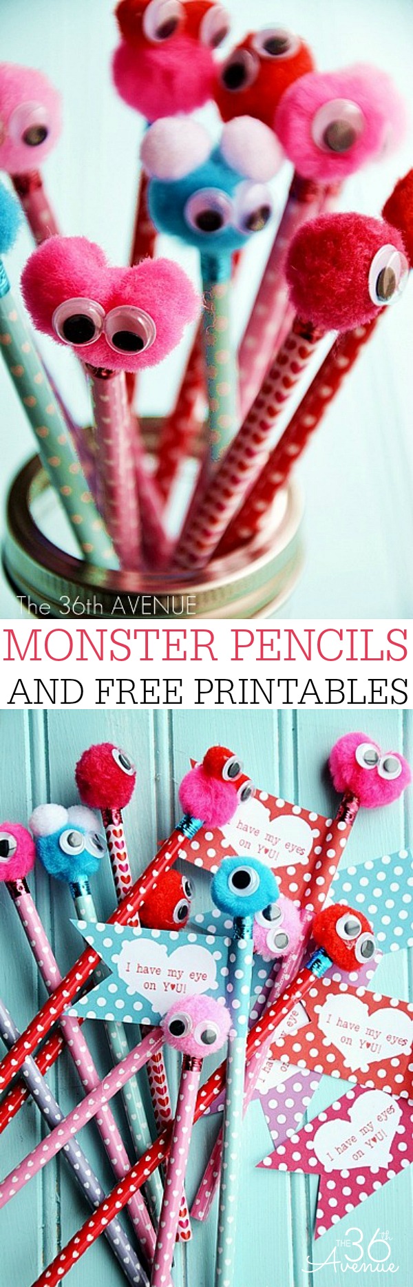 Monster Pencil Tutorial and FREE "I have my eyes on you" PRINTABLES! Find it HERE : https://www.the36thavenue.com/?p=11162 