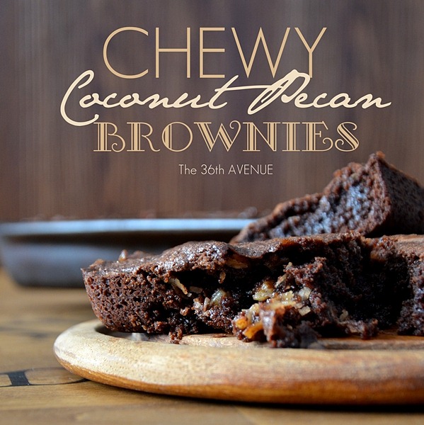 Chewy Coconut Pecan Brownies. So delicious! #recipes #desserts the36thavenue.com