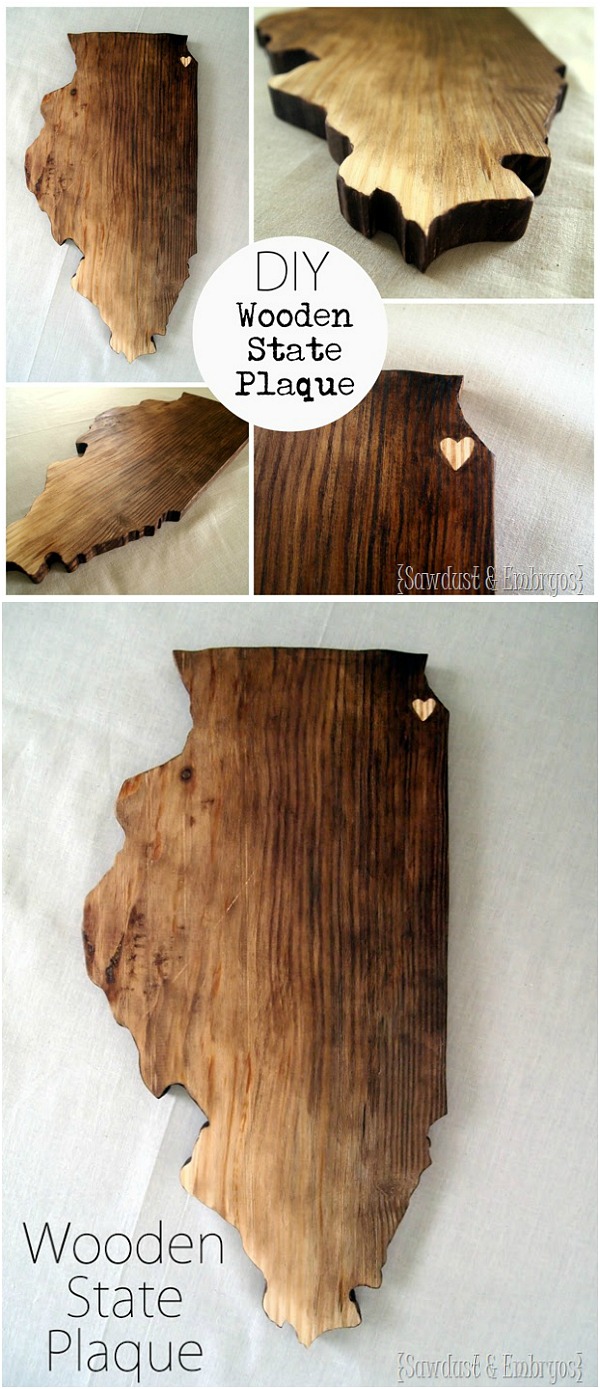 Handmade Gift Ideas - DIY Wooden State Plaques make the perfect handmade gift and home decor accent. Take a look!
