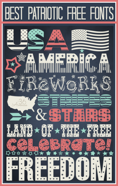 4th of July Free Fonts with links to their downloads at the36thavenue.com