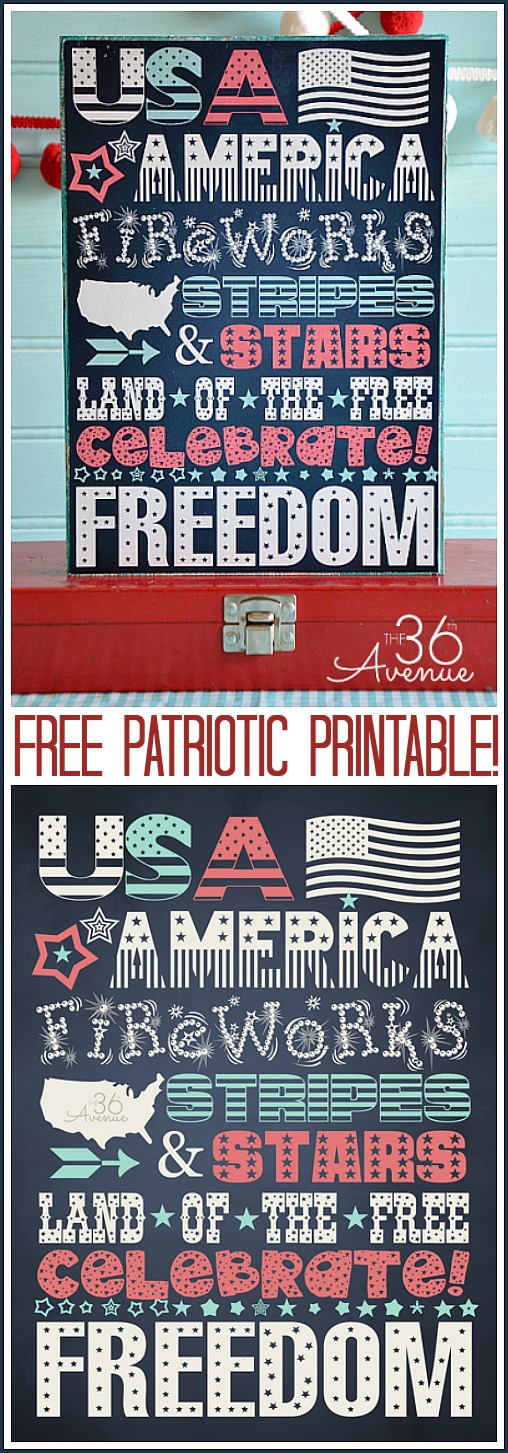 Celebrate the Fourth of July, Memorial Day and Flag Day  with this Free Printable at the36thavenue.com