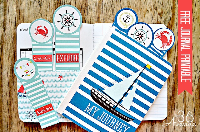 Free Nautical Journal Printable at the36thavenue.com Such a cute way to keep a record of Summer memories! 