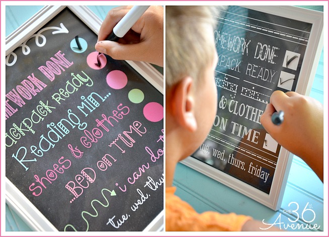Back to School : Dry Erase Chore Charts. Get the free printable at the36thavenue.com