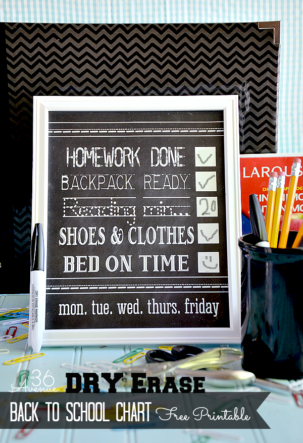 Back to School Free Printable Chart at the36thavenue.com