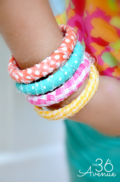 DIY { shower curtain ring} Fabric Bracelets. These are super affordable and easy to make! the36thavenue.com