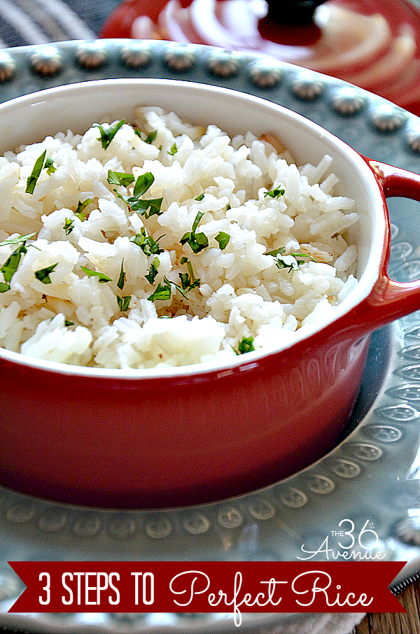 Three easy steps to perfect White Rice... Awesome recipe at  the36thavenue.com