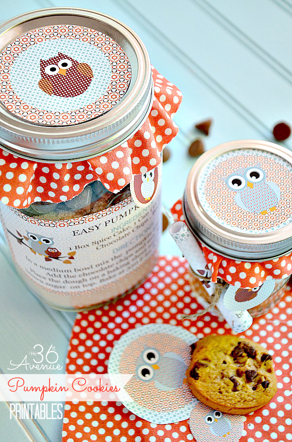 Fall Dessert Ideas - Such a cute gift idea! Pumpkin Cookie Recipe and Free Printable.