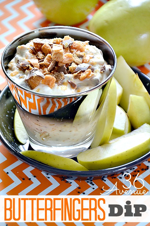 The yummiest Butterfinger Dip Recipe at the36thavenue.com This is SO good! 