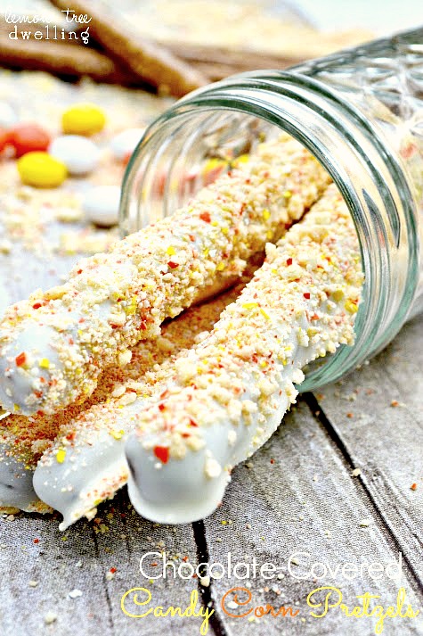 Recipes - Chocolate Covered Candy Corn Pretzels... The perfect Fall treat!
