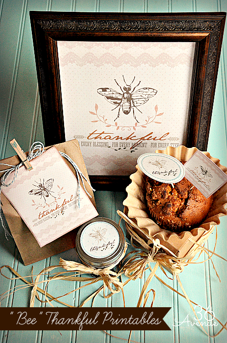 "Bee" Thankful Free Printables at the36thavenue.com Perfect for Thanksgiving!