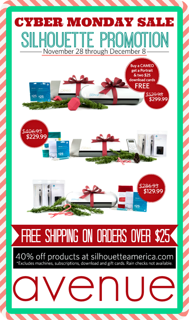 Cyber MONDAY Silhouette SALE!!!! Click on the image and use promo code: avenue during checkout!