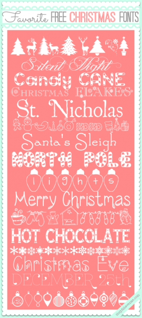 Adorable Free Christmas Fonts and links to downloads at the36thavenue.com So festive and cute!