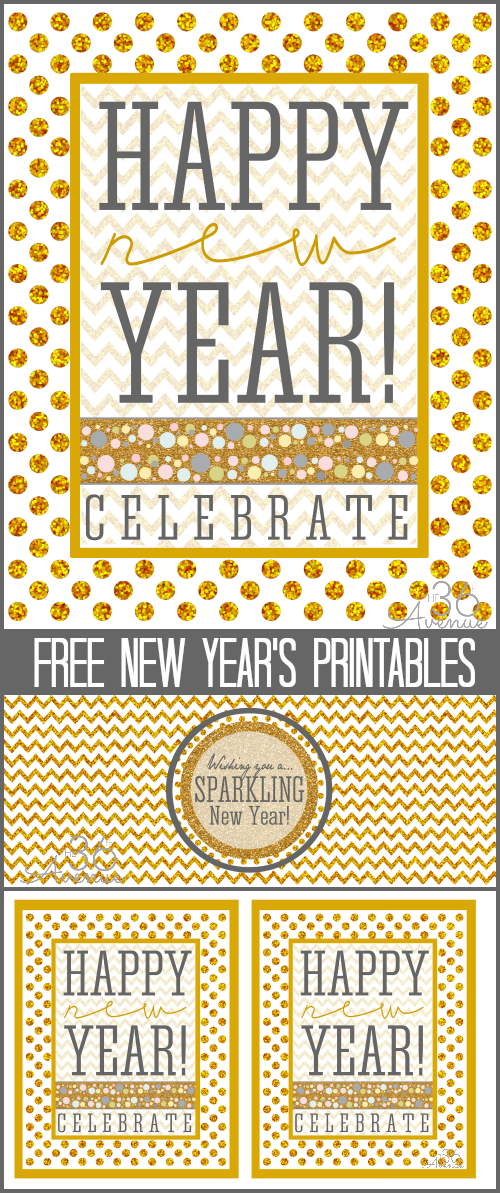 Welcome the New Year with these sparkling FREE Printables... Time to celebrate! #newyear #printable #party