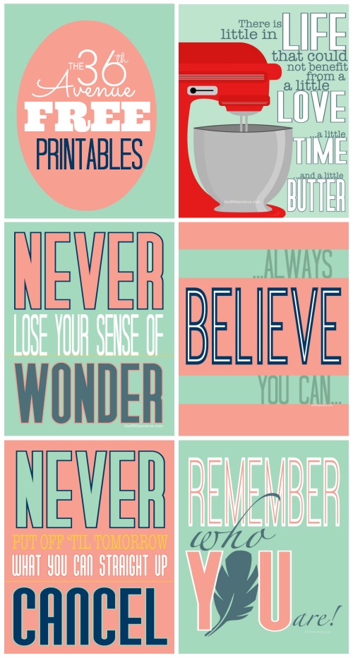 Free Printables and Inspirational Quotes at the36thavenue.com These are super cute and fun!