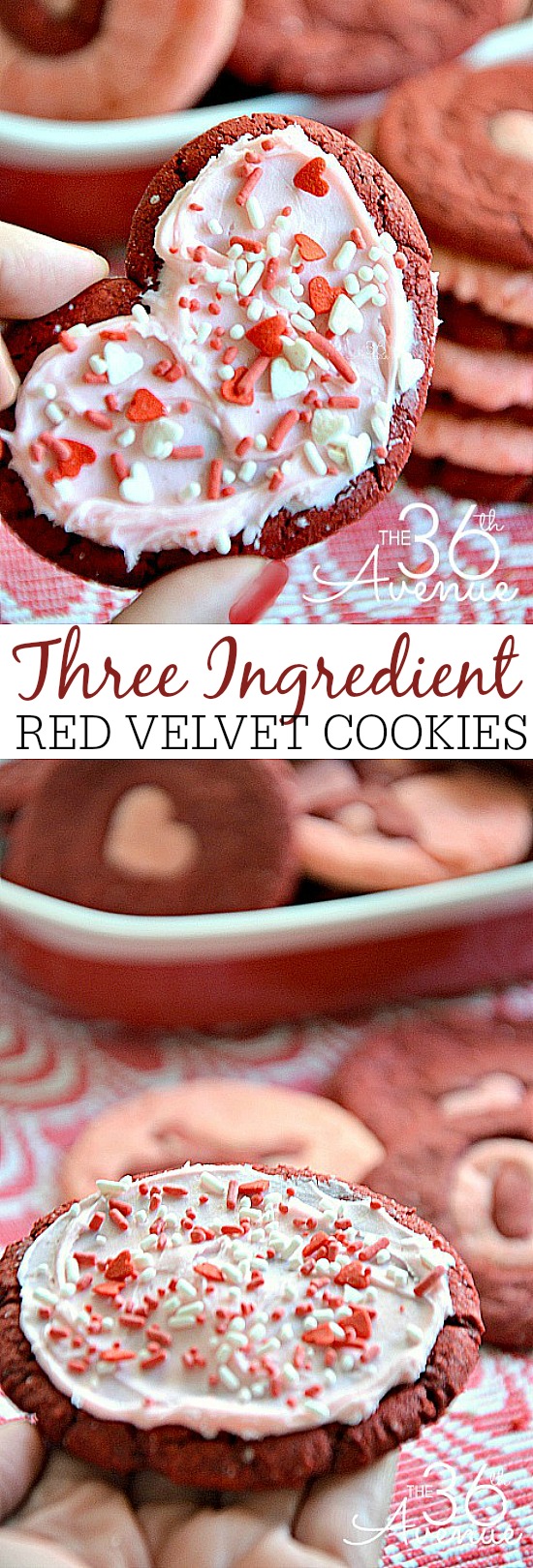 Recipes - Three Ingredient Red Velvet Cookies at the36thavenue.com