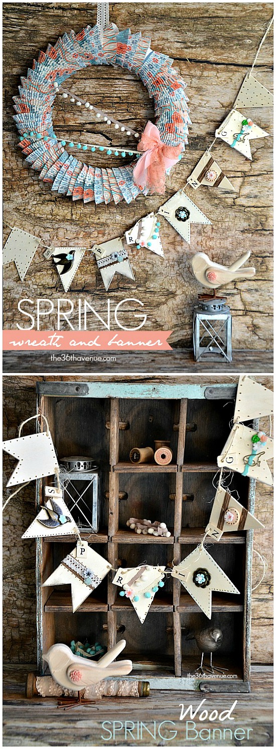 Adorable Spring Banner and Wreath Tutorial @the36thavenue Pin it now and make it later! #crafts #wreath