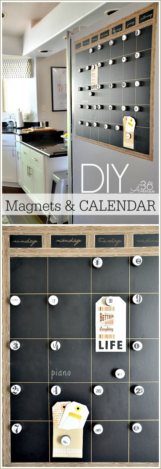 DIY Calendar Tutorial at the36thavenue.com So easy t make and perfect for the side of the fridge!