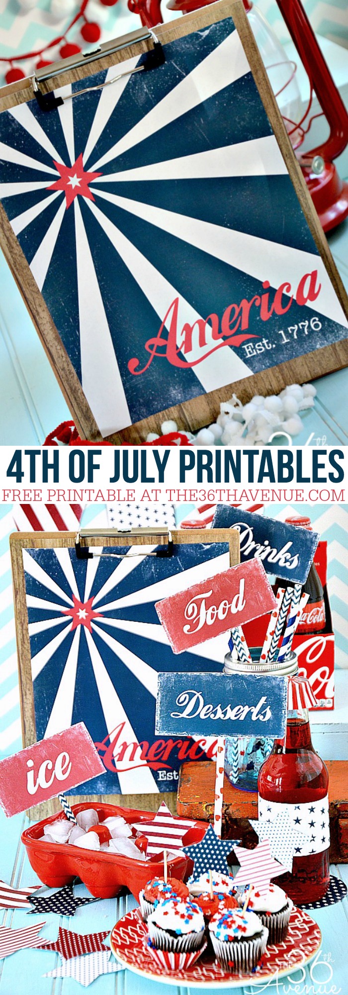 Fourth o July Free Printable. Everything you need to celebrate Independence Day.