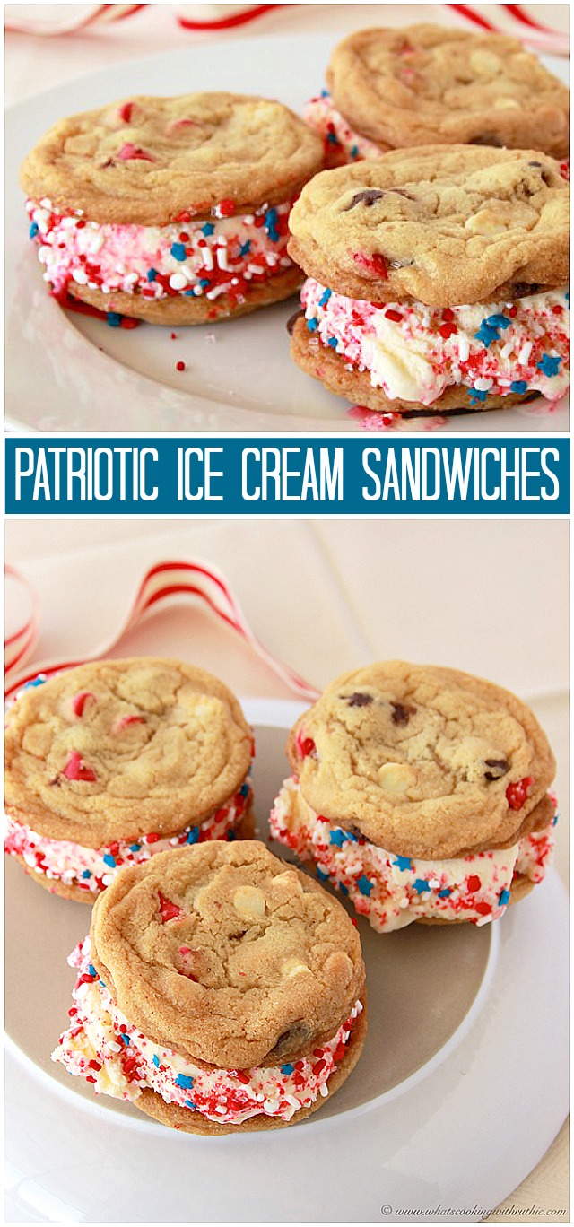 Patriotic Ice Cream Sandwich by www.whatscookingwithruthie.com