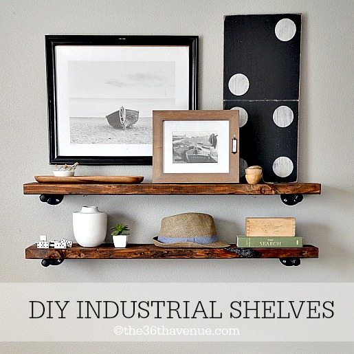 DIY - Home Decor : These DIY Industrial Shelving is super easy to make and a great addition to any room!  the36thavenue.com
