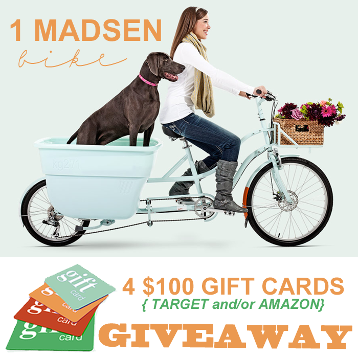 Enter to win a MADSEN BIKE and four $100 Gift Cards to Target/Amazon! Enjoy the ride!!!