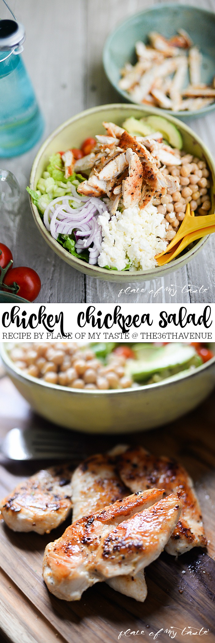 Healthy Recipes - This Chicken Chickpea Salad is delicious and a great source of protein. If you are looking for chicken recipes that are also healthy and good for you, try this salad! PIN IT NOW and make it later!