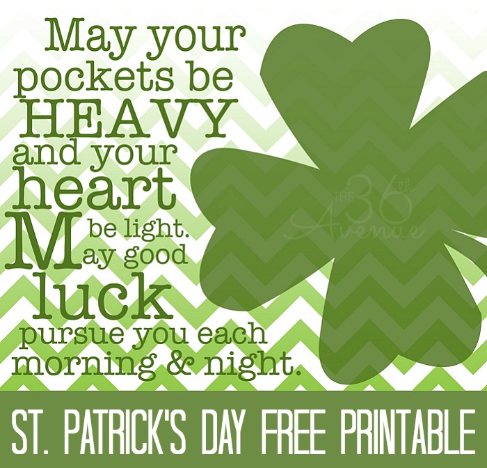 St. Patrick's Day Free Printable by the36thavenue.com
