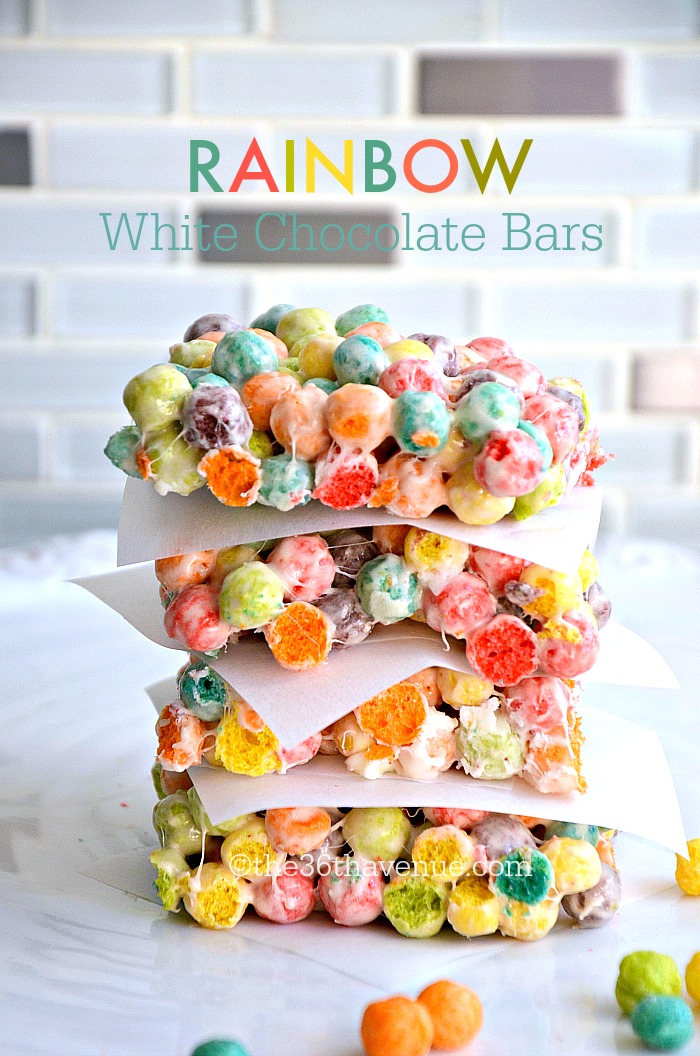Rainbow White Chocolate Bars Recipe at the36thavenue.com 