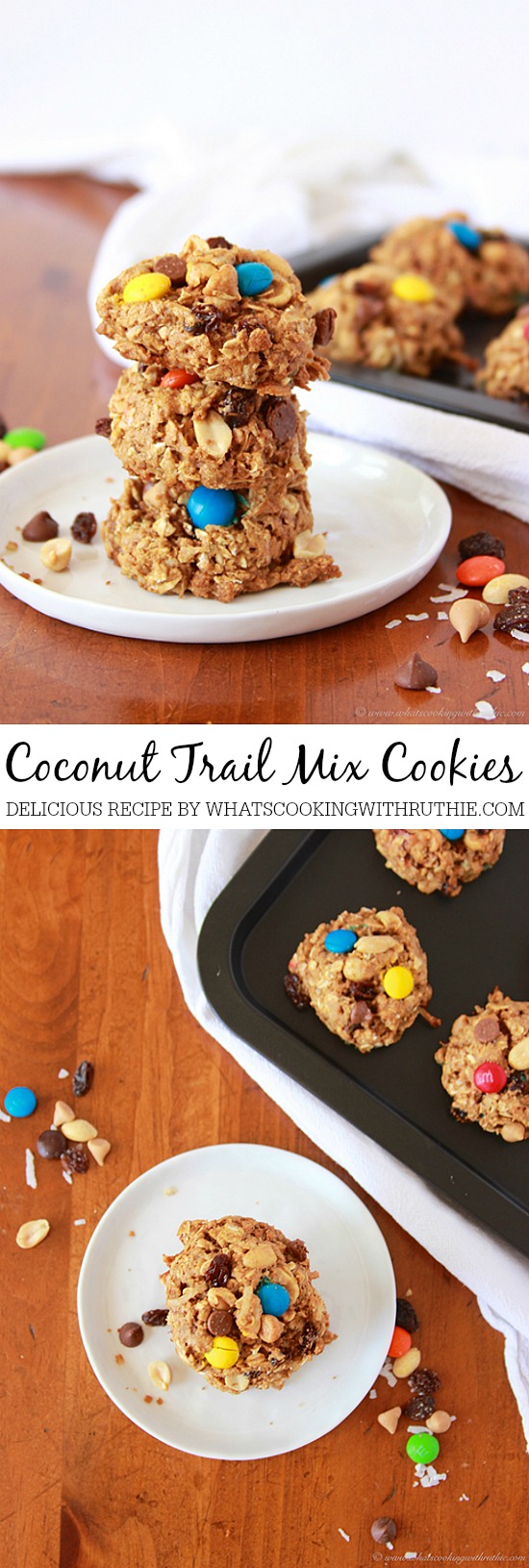 Coconut Trail Mix Cookies by www.cookingwithruthie.com are a healthy way to satisfy your sweet tooth! 