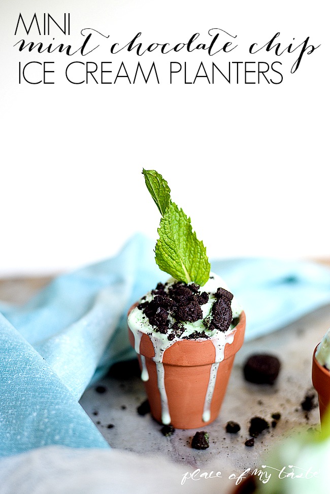 Dessert Recipes - Mini Mint Chocolate Chip Ice Cream Planters by lplaceofmytaste.com  ...Pin it now and make them later!