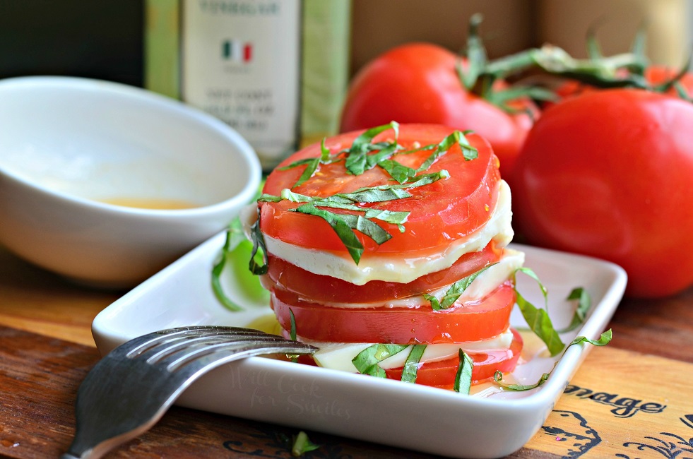 Recipes - Fresh Caprese Salad with White Balsamic Reduction 4 from willcookforsmiles.com