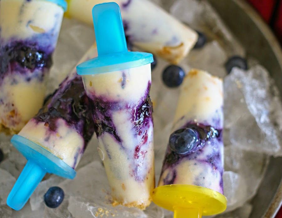 Dessert Recipes - Blueberry Cheesecake Pops by kleinworthco.com Pin it now and make them later! 
