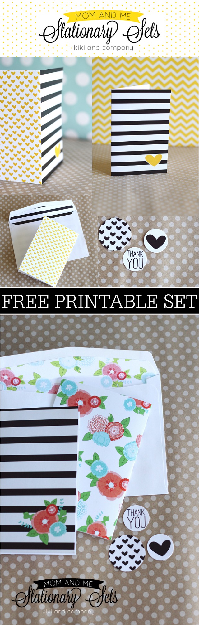 Free Mom and Me Stationary Sets from Kiki and Company. Flowers and Stripes.