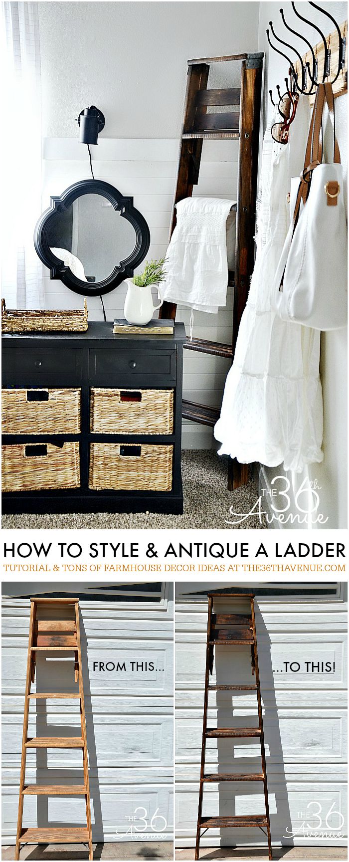 DIY Project - How to style and antique a ladder over at the36thavenue.com