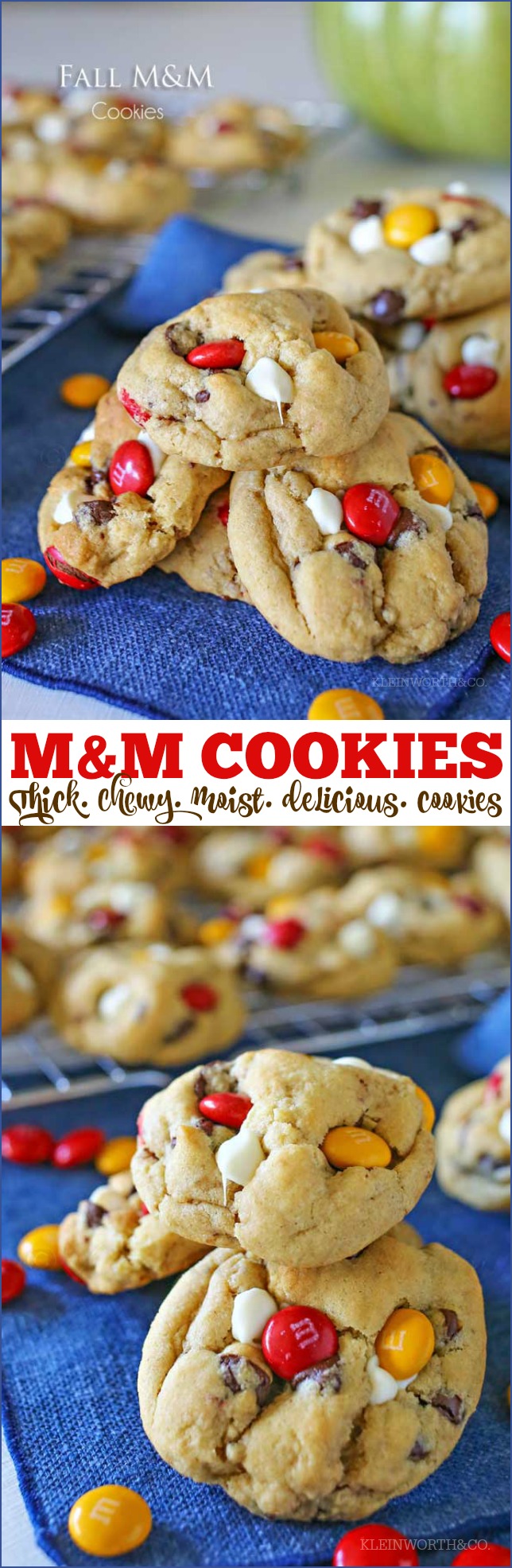 M&M Cookie Recipe - If you love delicious, buttery chocolate chip cookies, this is going to be your new favorite recipe. These homemade chocolate chip cookies are thick & chewy. You know the perfect cookie - slightly crisp on the outside & moist & soft on the inside!