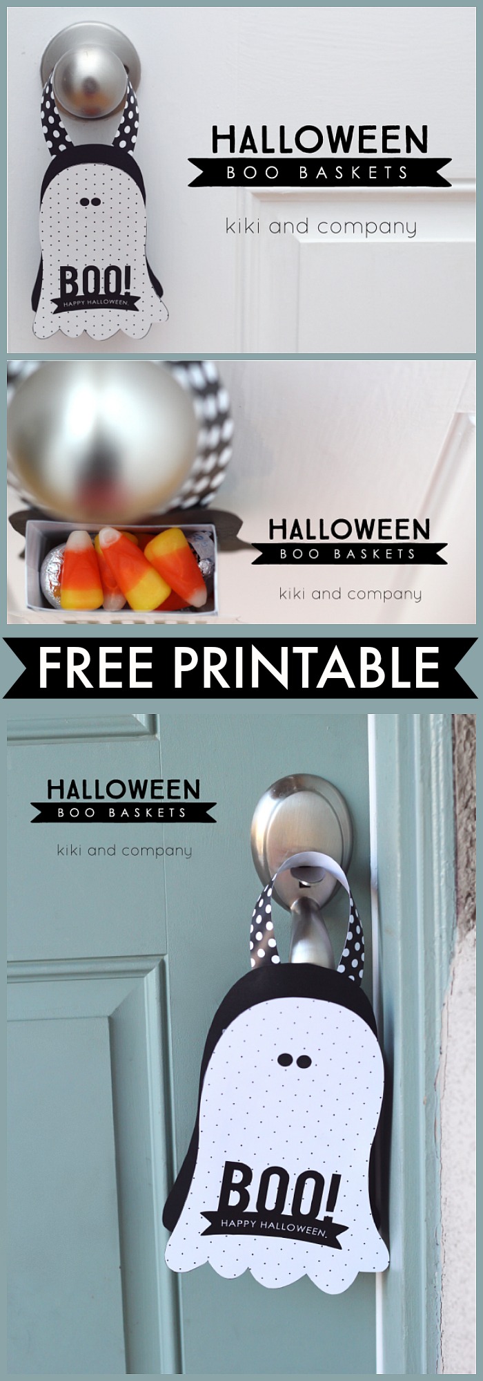 Halloween Printable - Super cute Halloween Baskets perfect to share treats for class parties or use them as Halloween Party Favors. 