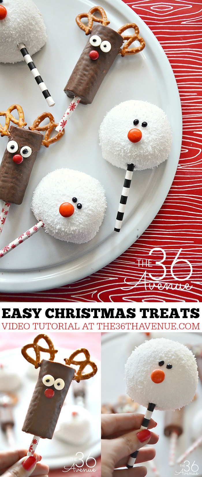 Christmas Recipes - These adorable Christmas Treats are perfect for neighbor gifts. You can make these reindeers and snowmen in minutes and they are adorable for Christmas Parties or as a quick and easy Christmas dessert. PIN IT NOW and make them later! 