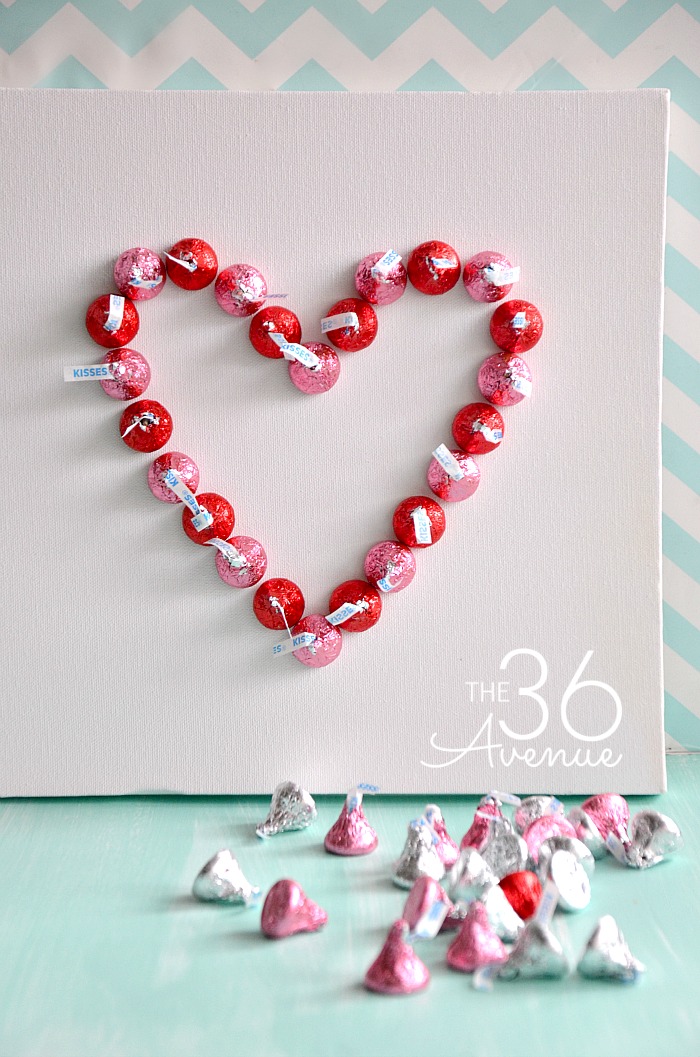 Handmade Gift Idea - Super cute Heart & Kisses Canvas. PIN IT NOW and make it later!