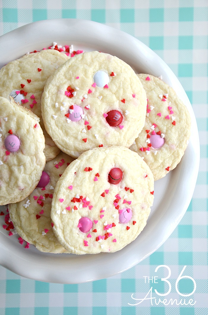 Valentine Cookie Recipe - Homemade cookies are the best! This easy Valentine Cake Mix Cookie Recipe is super easy to make and you'll need just a few ingredients. These Funfetti Cookies are festive, yummy, and perfect for gifts or any time you are craving a snack! PIN IT NOW and make them later!