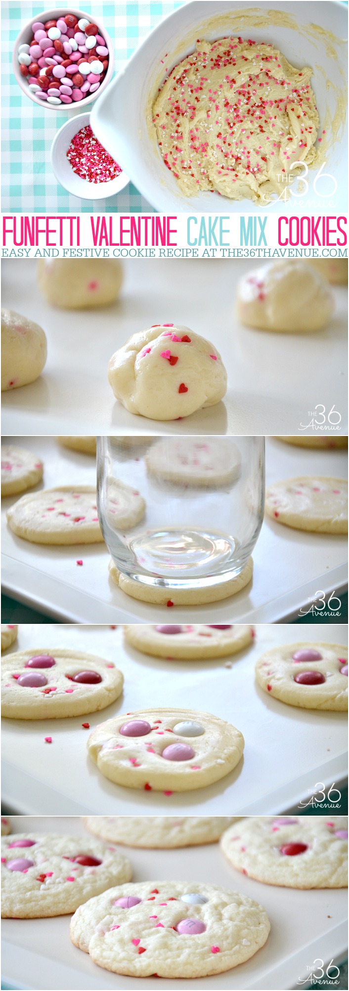 Valentine Cookie Recipe - Homemade cookies are the best! This easy Valentine Cake Mix Cookie Recipe is super easy to make and you'll need just a few ingredients. These Funfetti Valentine Cookies are festive, yummy, and perfect for gifts or any time you are craving a snack! PIN IT NOW and make them later!