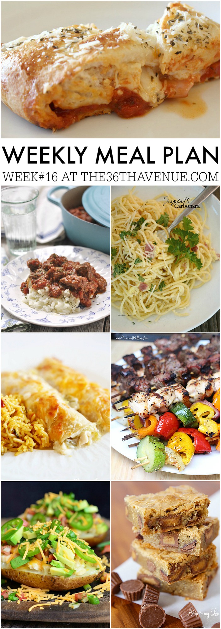Weekly Meal Plan - Main dishes and dessert recipe for the entire week. So yummy! 